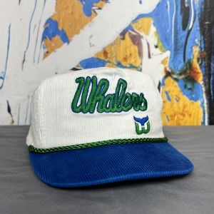 Vintage '80s Hartford Whalers NHL Corduroy Snapback Rope Hat